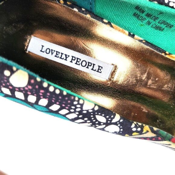 Lovely People African Print Ankara Fabric Round Toe Wedges 6" Pumps Heels sz 7 - Picture 7 of 8